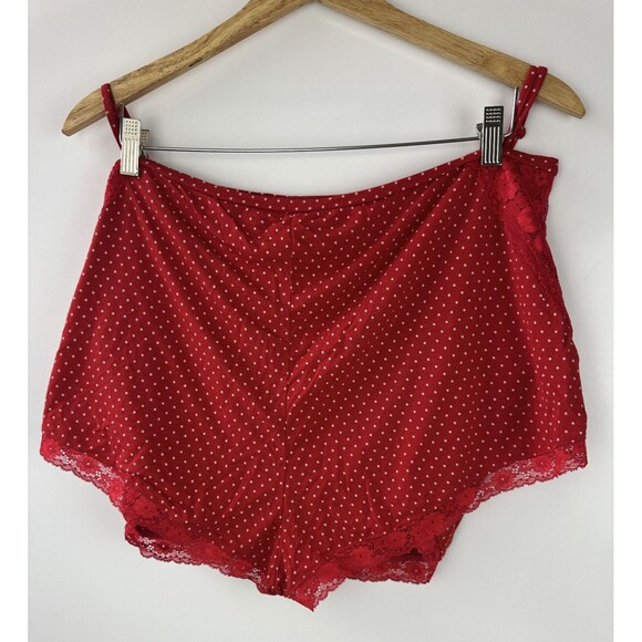 Victoria's Secret Stretch Modal Lace Back Cami Shorts Set Red Pink Polka Dot XXL - Picture 13 of 16